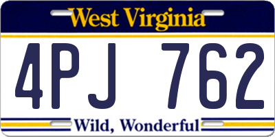 WV license plate 4PJ762