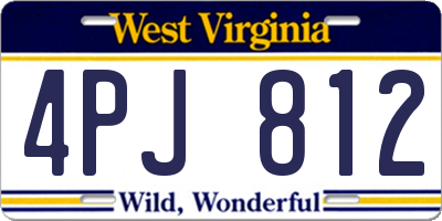 WV license plate 4PJ812