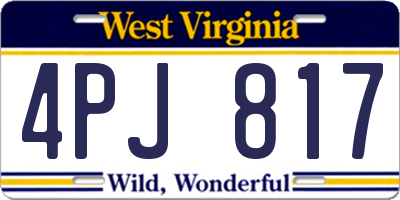 WV license plate 4PJ817