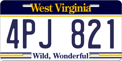 WV license plate 4PJ821
