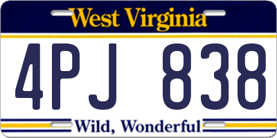 WV license plate 4PJ838
