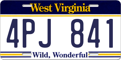 WV license plate 4PJ841