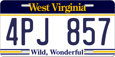 WV license plate 4PJ857