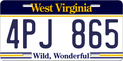 WV license plate 4PJ865