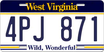 WV license plate 4PJ871
