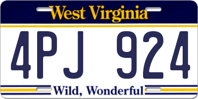 WV license plate 4PJ924