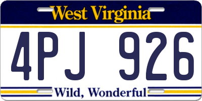 WV license plate 4PJ926