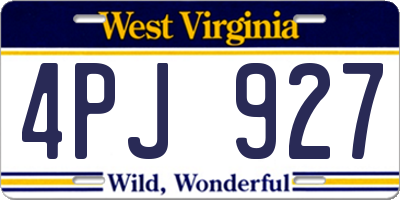 WV license plate 4PJ927