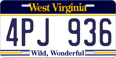 WV license plate 4PJ936