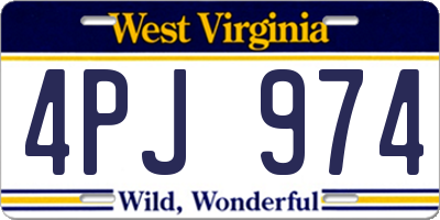 WV license plate 4PJ974