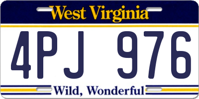 WV license plate 4PJ976