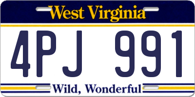 WV license plate 4PJ991