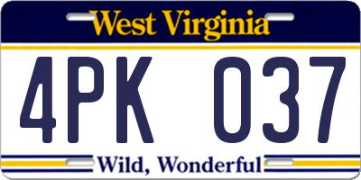 WV license plate 4PK037