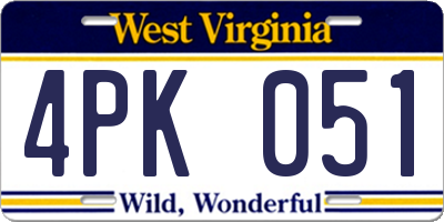 WV license plate 4PK051