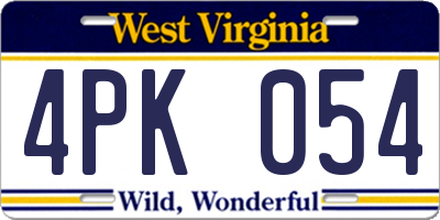 WV license plate 4PK054