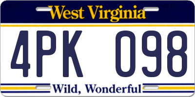 WV license plate 4PK098