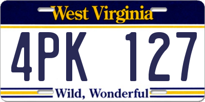 WV license plate 4PK127