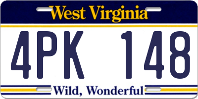 WV license plate 4PK148