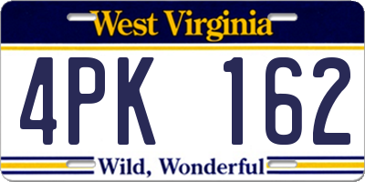 WV license plate 4PK162