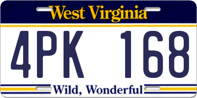WV license plate 4PK168