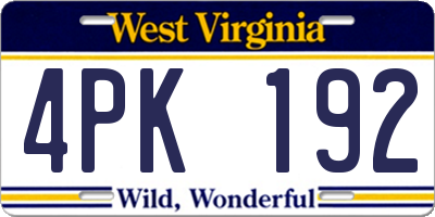 WV license plate 4PK192