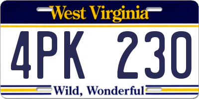 WV license plate 4PK230