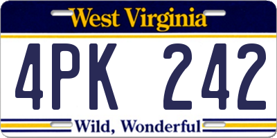WV license plate 4PK242