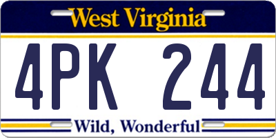 WV license plate 4PK244
