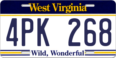 WV license plate 4PK268