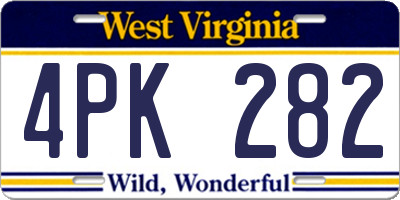WV license plate 4PK282
