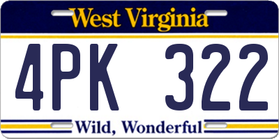 WV license plate 4PK322