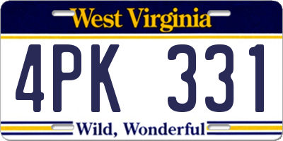 WV license plate 4PK331