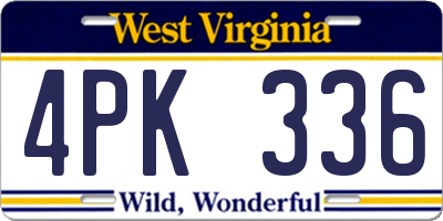 WV license plate 4PK336