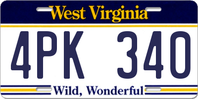 WV license plate 4PK340