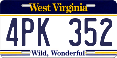 WV license plate 4PK352