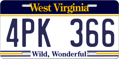 WV license plate 4PK366