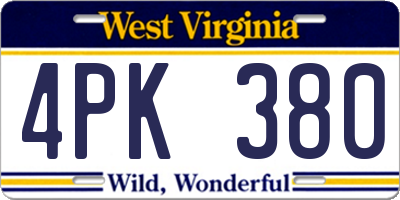 WV license plate 4PK380