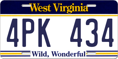 WV license plate 4PK434