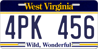 WV license plate 4PK456