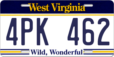 WV license plate 4PK462