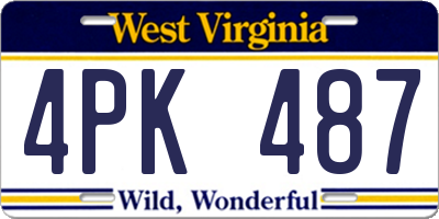 WV license plate 4PK487