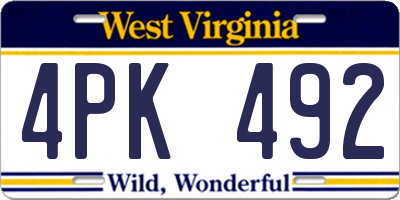 WV license plate 4PK492