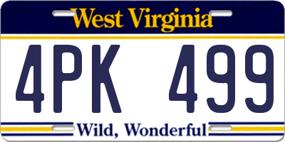 WV license plate 4PK499