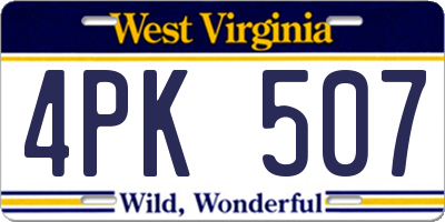 WV license plate 4PK507