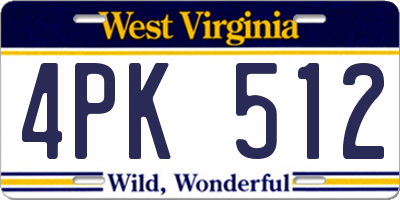 WV license plate 4PK512