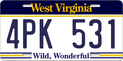 WV license plate 4PK531