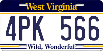 WV license plate 4PK566