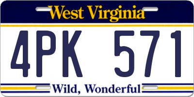 WV license plate 4PK571