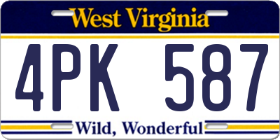 WV license plate 4PK587