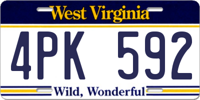 WV license plate 4PK592